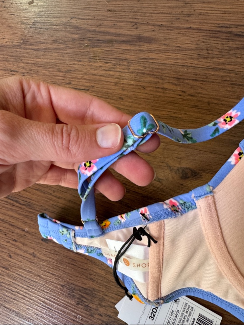 Shade & Shore Women's Light Lift Bikini Top Blue Floral Underwire Size 32DDD - Picture 4 of 6